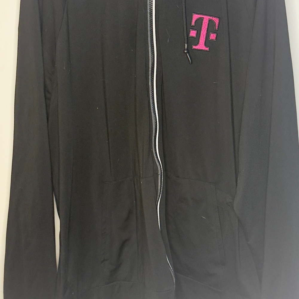 Black and Pink Logo Zip-Up Jacket